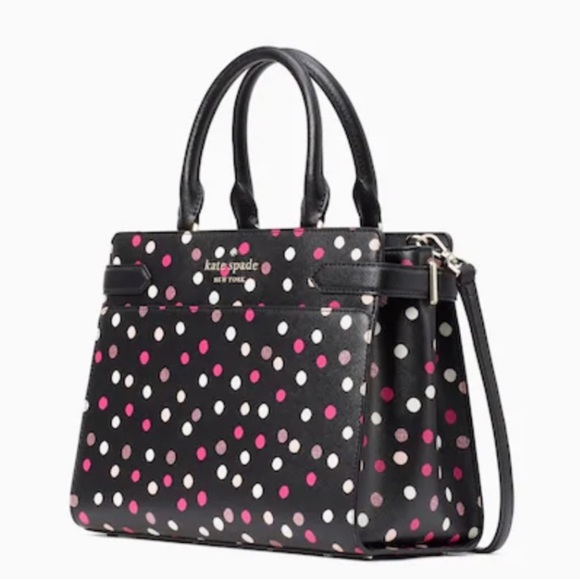 kate spade Handbags - Kate Spade Staci Medium Satchel Glimmer Dot Shoulder Bag In Black Multi - NWT